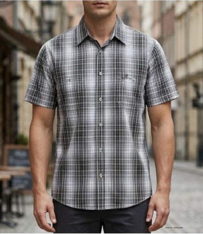 Winchester WE1215E - Chemise Carreaux Coton Fils Teints Beige