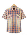 Winchester Topeka1 - Chemise Manches Courtes Coton Corail & Bleu