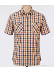 Winchester Topeka1 - Chemise Manches Courtes Coton Corail & Bleu