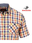 Winchester Topeka1 - Chemise Manches Courtes Coton Corail & Bleu