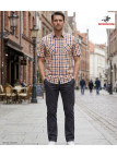 Winchester Topeka1 - Chemise Manches Courtes Coton Corail & Bleu