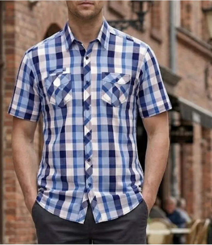 Winchester Tillman2 - Chemise Ajustée Carreaux Bleu Marine