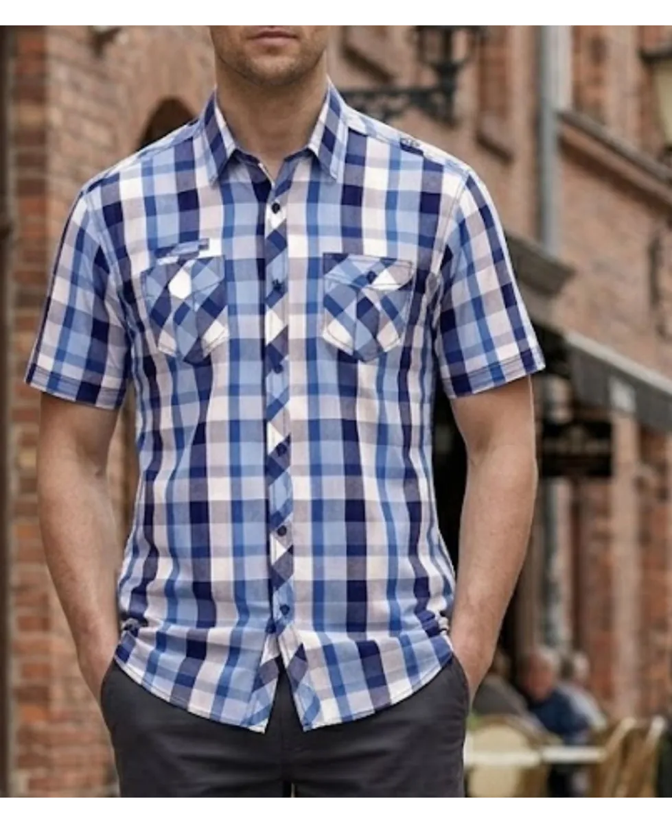 Winchester Tillman2 - Chemise Ajustée Carreaux Bleu Marine