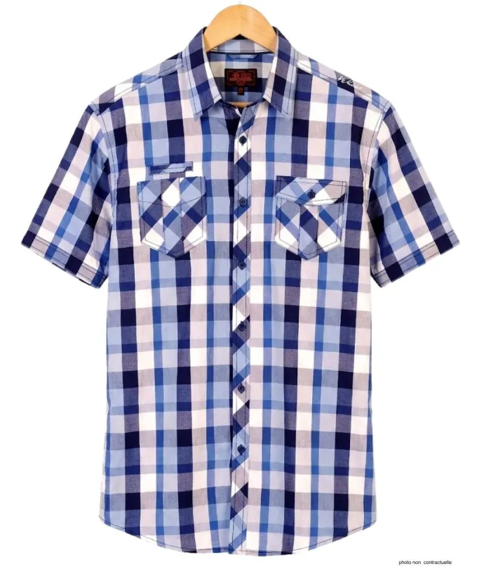 Winchester Tillman2 - Chemise Ajustée Carreaux Bleu Marine