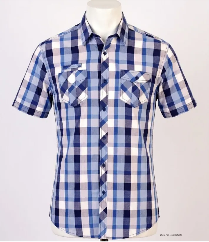 Winchester Tillman2 - Chemise Ajustée Carreaux Bleu Marine