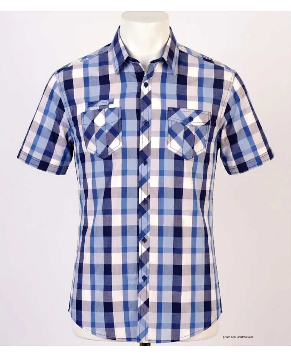 Winchester Tillman2 - Chemise Ajustée Carreaux Bleu Marine