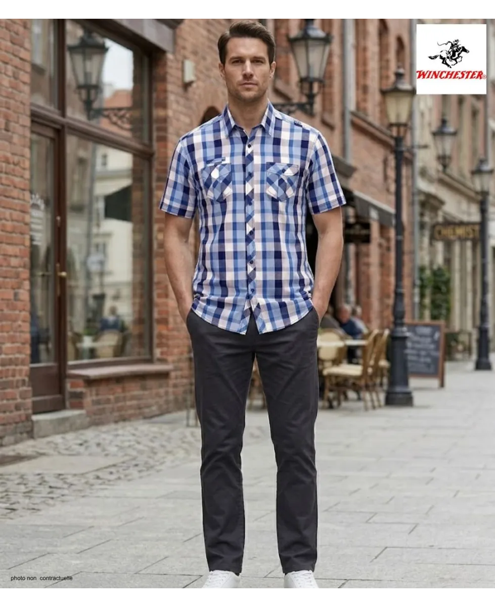 Winchester Tillman2 - Chemise Ajustée Carreaux Bleu Marine