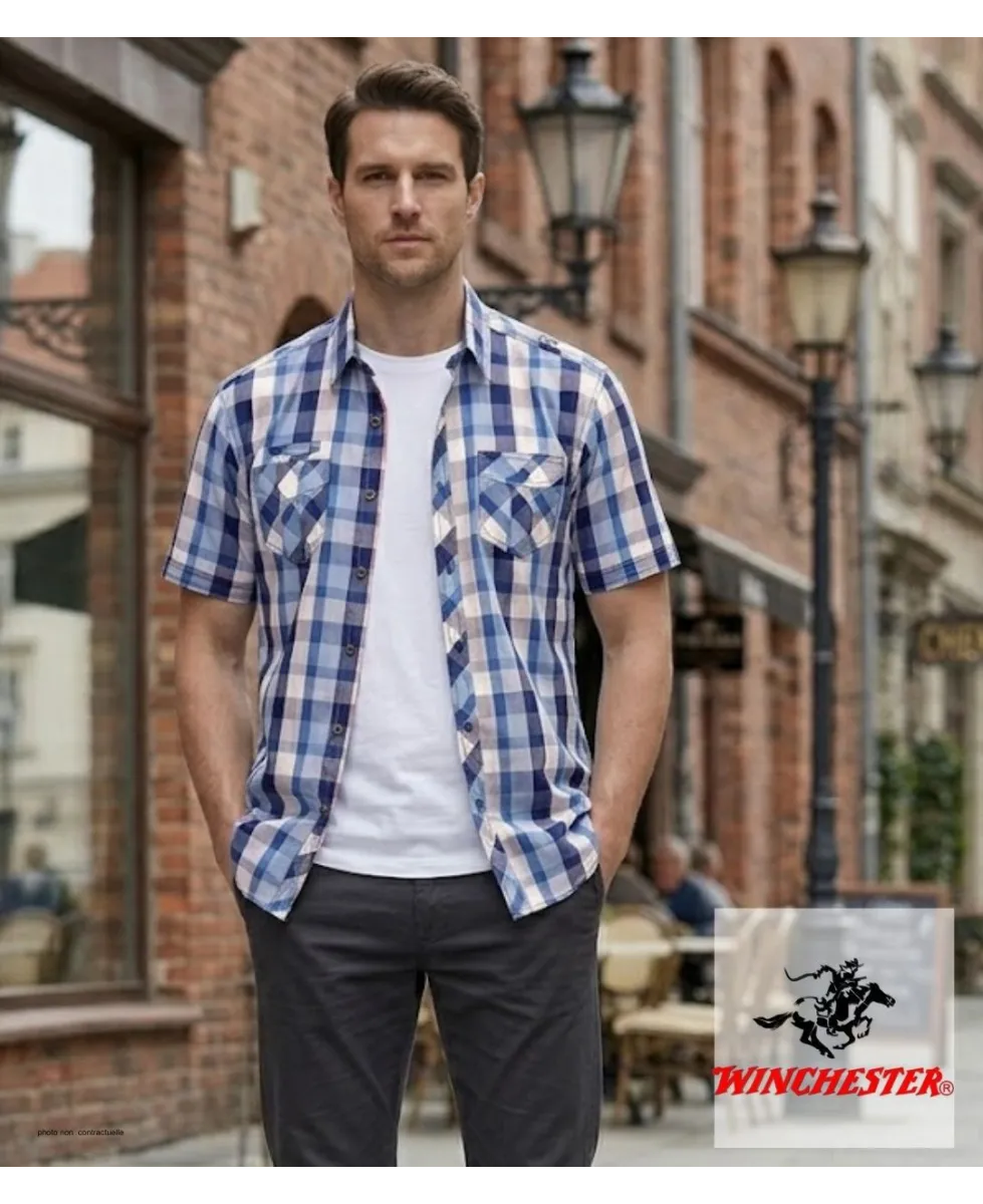 Winchester Tillman2 - Chemise Ajustée Carreaux Bleu Marine