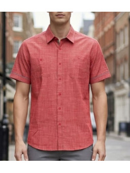 Winchester Tubac1 - Chemise Coton Corail & Détails Chambray