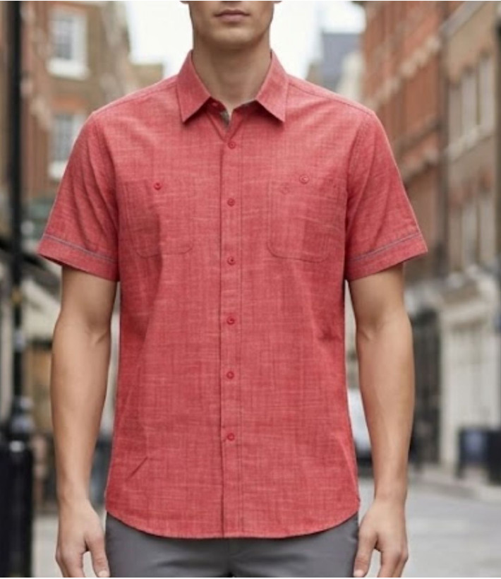 Winchester Tubac1 - Chemise Coton Corail & Détails Chambray