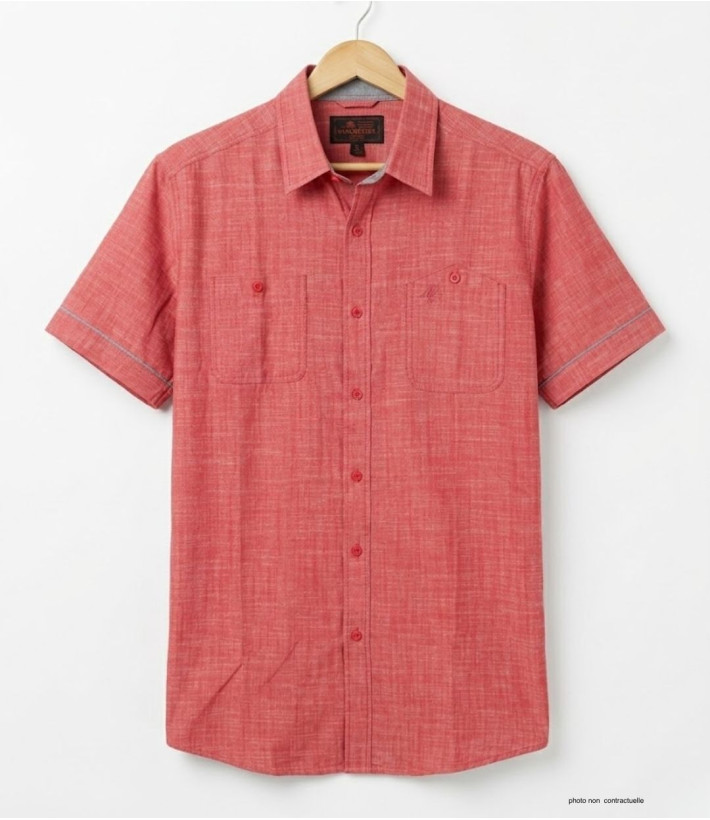 Winchester Tubac1 - Chemise Coton Corail & Détails Chambray