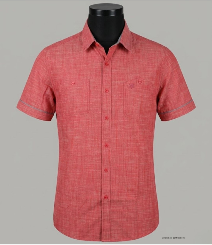 Winchester Tubac1 - Chemise Coton Corail & Détails Chambray