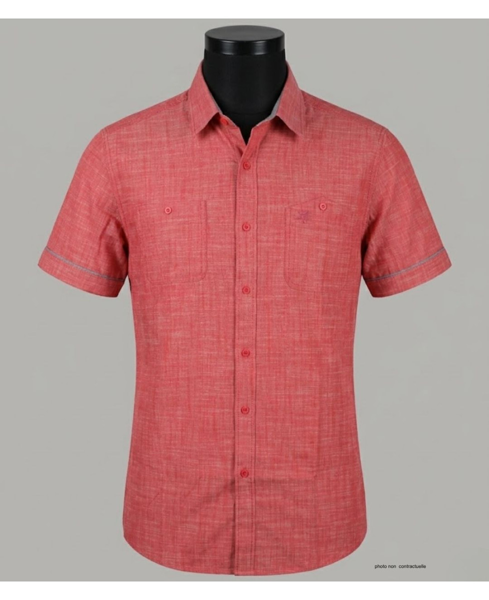 Winchester Tubac1 - Chemise Coton Corail & Détails Chambray