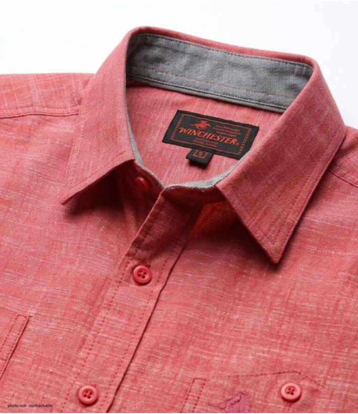Winchester Tubac1 - Chemise Coton Corail & Détails Chambray