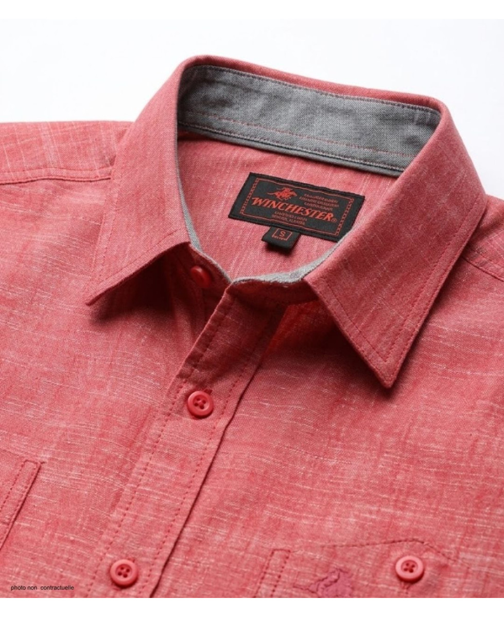 Winchester Tubac1 - Chemise Coton Corail & Détails Chambray