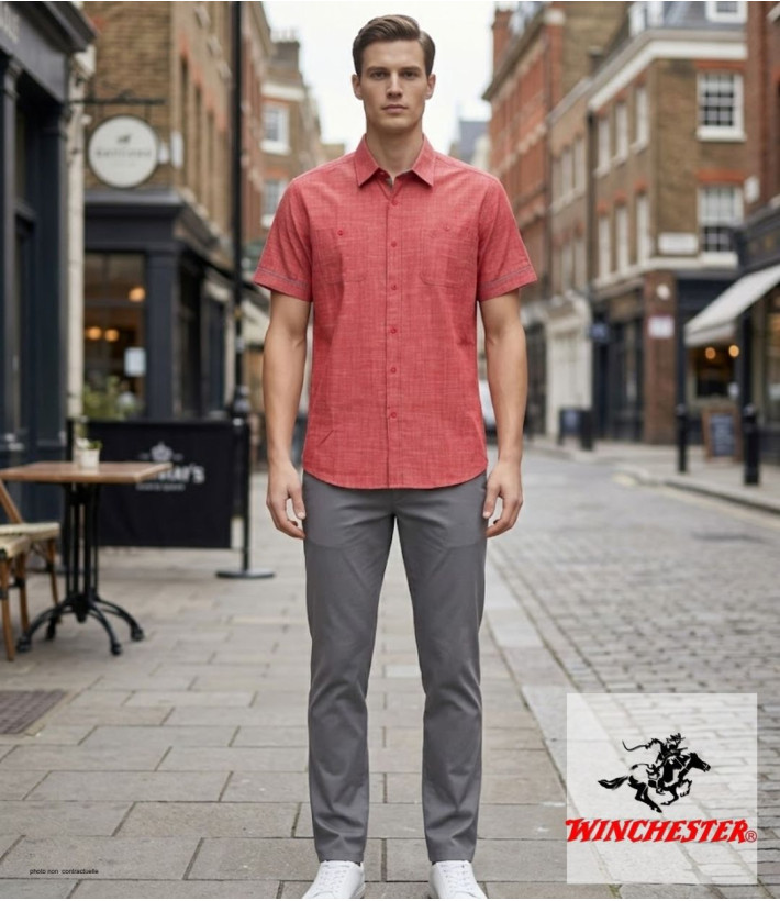 Winchester Tubac1 - Chemise Coton Corail & Détails Chambray