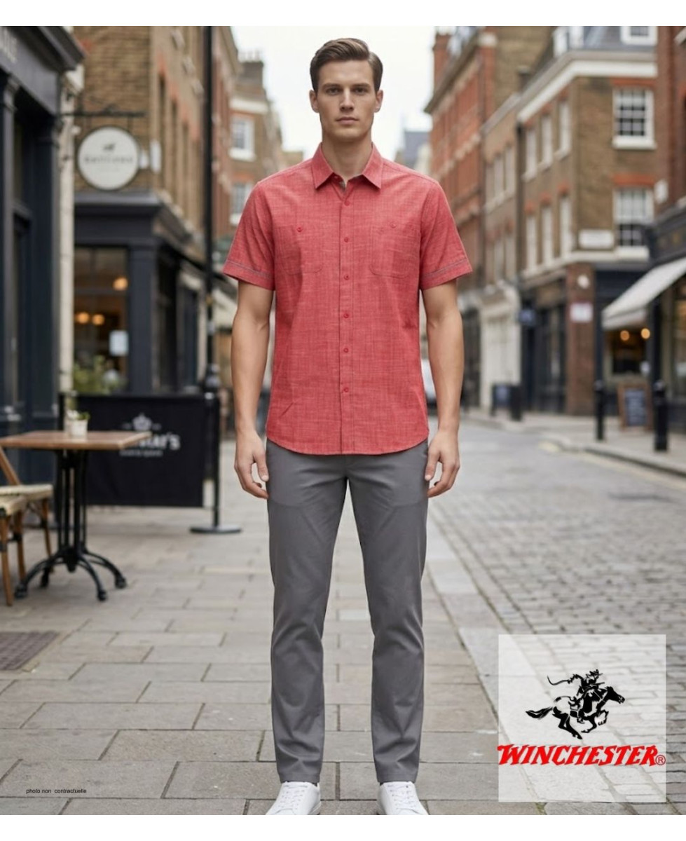 Winchester Tubac1 - Chemise Coton Corail & Détails Chambray