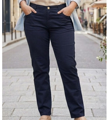 AXONE Balade - Pantalon Bleu Marine en coton stretch