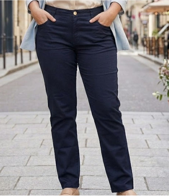 AXONE Balade - Pantalon Bleu Marine en coton stretch
