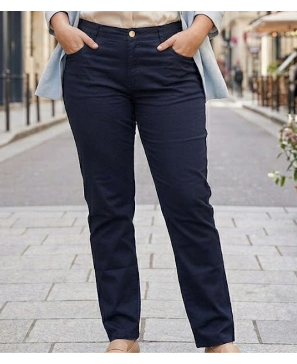 AXONE Balade - Pantalon Bleu Marine en coton stretch
