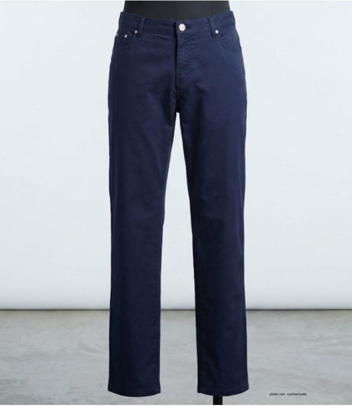 AXONE Balade - Pantalon Bleu Marine en coton stretch