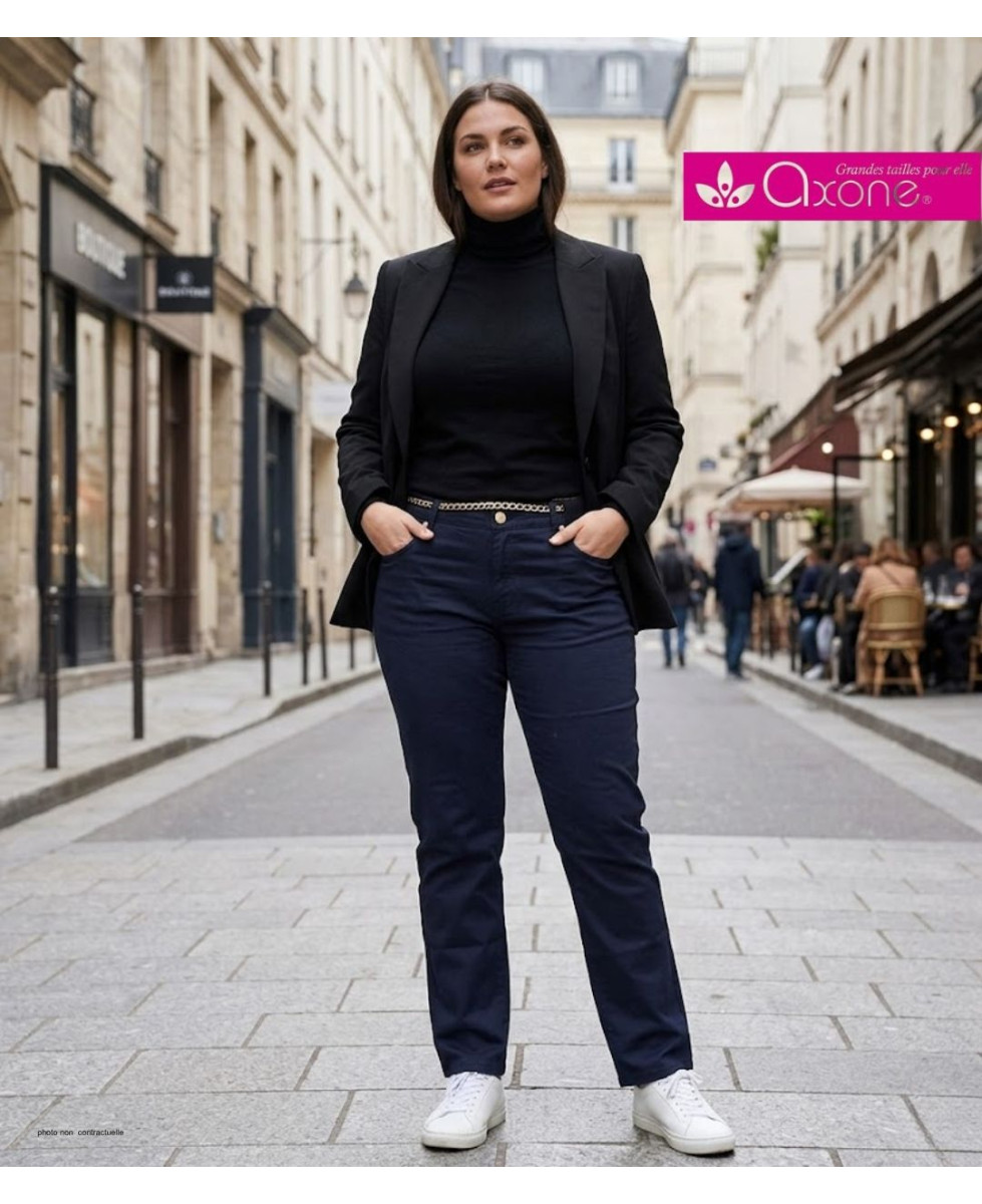 AXONE Balade - Pantalon Bleu Marine en coton stretch