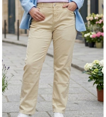 AXONE Balade - Pantalon Beige en toile gabardine stretch