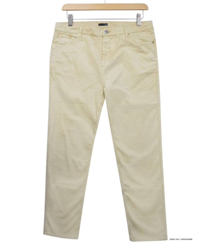AXONE Balade - Pantalon Beige en toile gabardine stretch