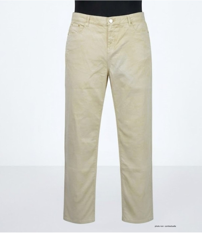 AXONE Balade - Pantalon Beige en toile gabardine stretch