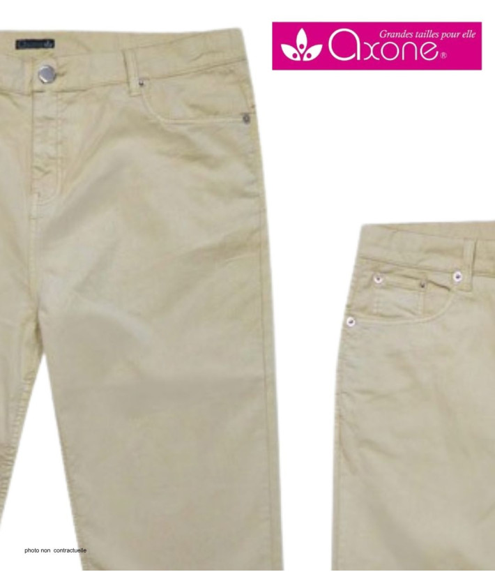 AXONE Balade - Pantalon Beige en toile gabardine stretch
