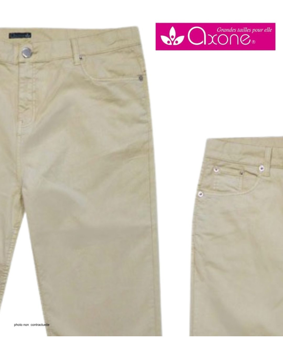 AXONE Balade - Pantalon Beige en toile gabardine stretch
