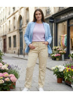 AXONE Balade - Pantalon Beige en toile gabardine stretch