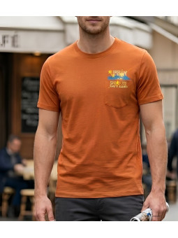AXXANO AE1142O : Tee-shirt homme orange avec poche poitrine