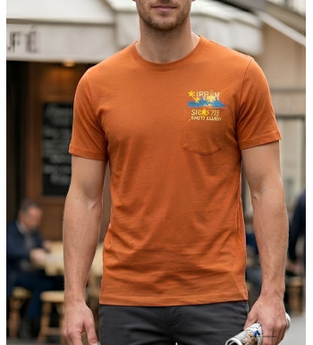 AXXANO AE1142O : Tee-shirt homme orange avec poche poitrine