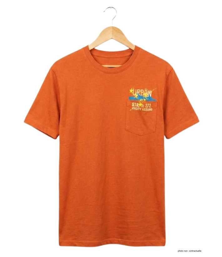 AXXANO AE1142O : Tee-shirt homme orange avec poche poitrine