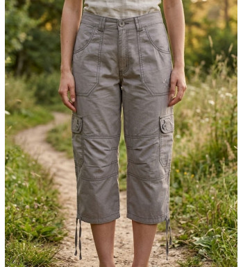 AXXANO AE1161G : Pantacourt Femme Gris 100% Coton