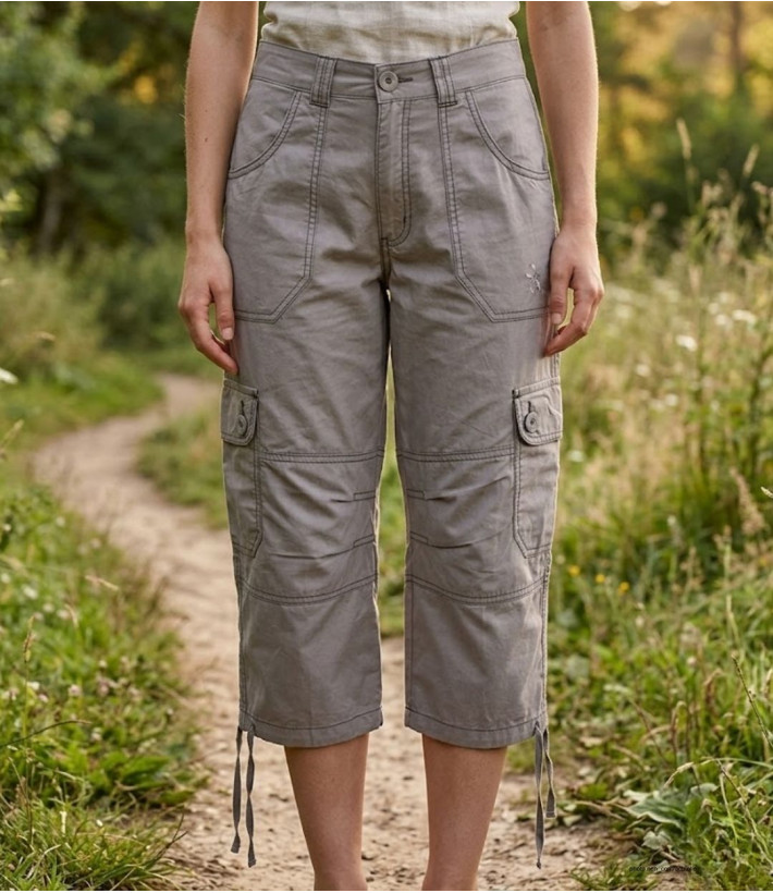 AXXANO AE1161G : Pantacourt Femme Gris 100% Coton