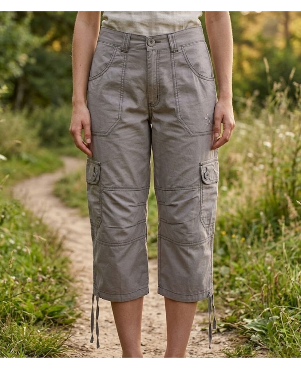 AXXANO AE1161G : Pantacourt Femme Gris 100% Coton