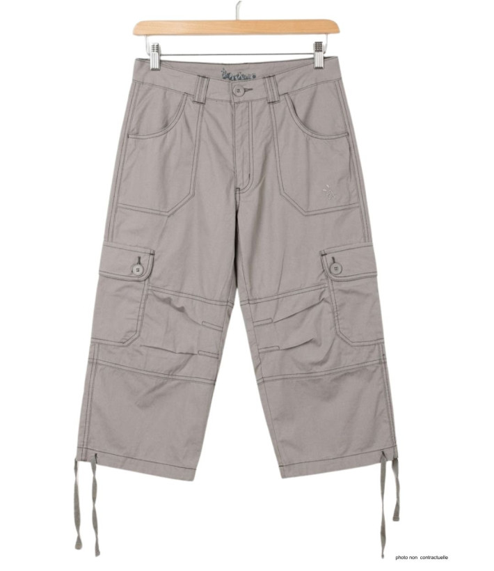 AXXANO AE1161G : Pantacourt Femme Gris 100% Coton