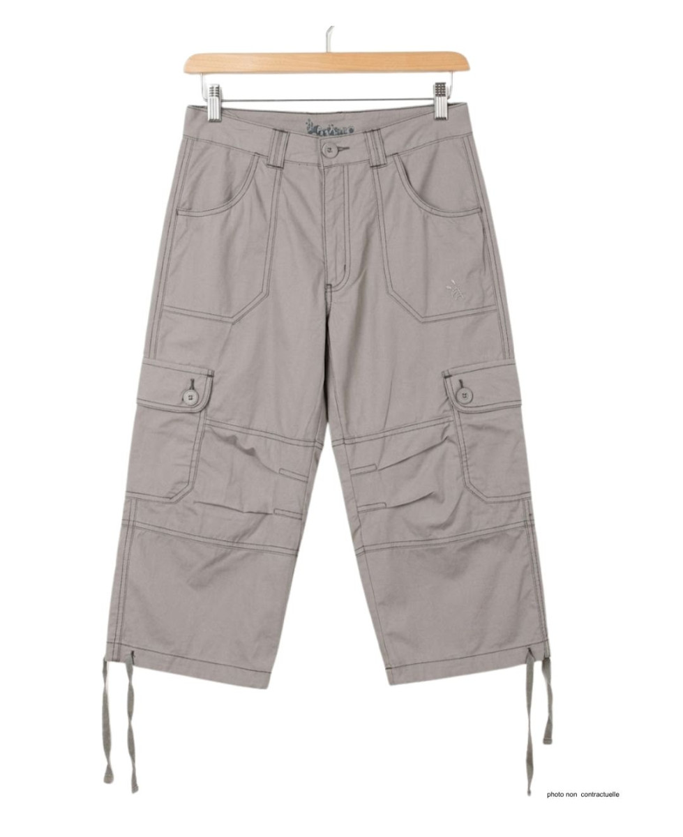 AXXANO AE1161G : Pantacourt Femme Gris 100% Coton