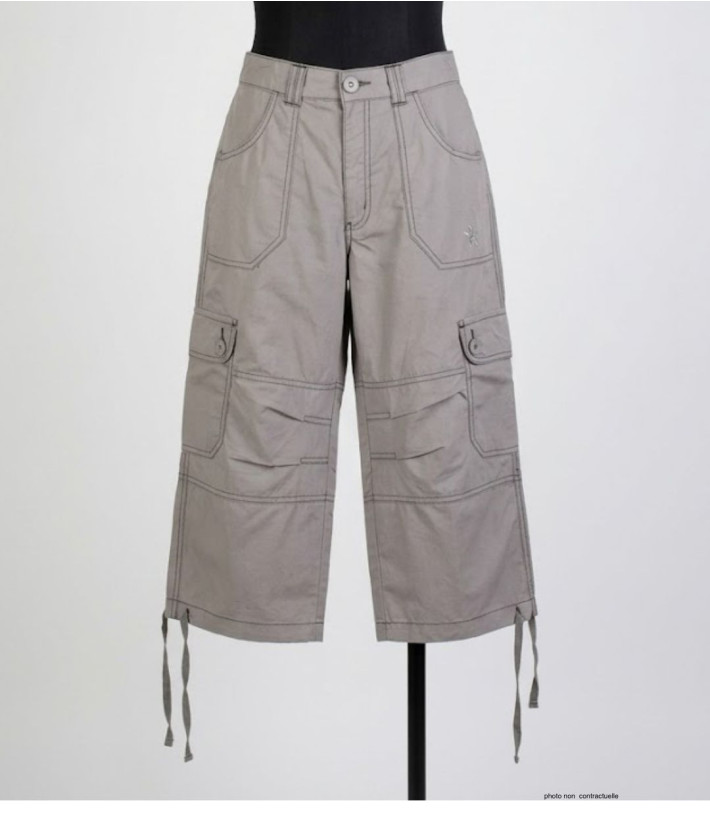 AXXANO AE1161G : Pantacourt Femme Gris 100% Coton