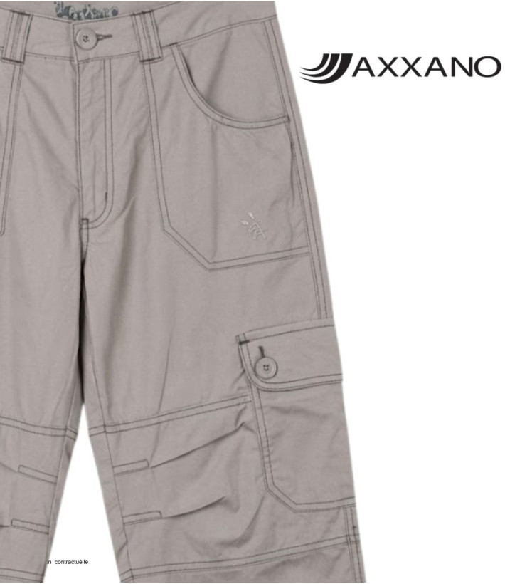 AXXANO AE1161G : Pantacourt Femme Gris 100% Coton