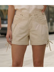 Short femme AXXANO AE1162S coloris beige sable en coton avec cordon de serrage.