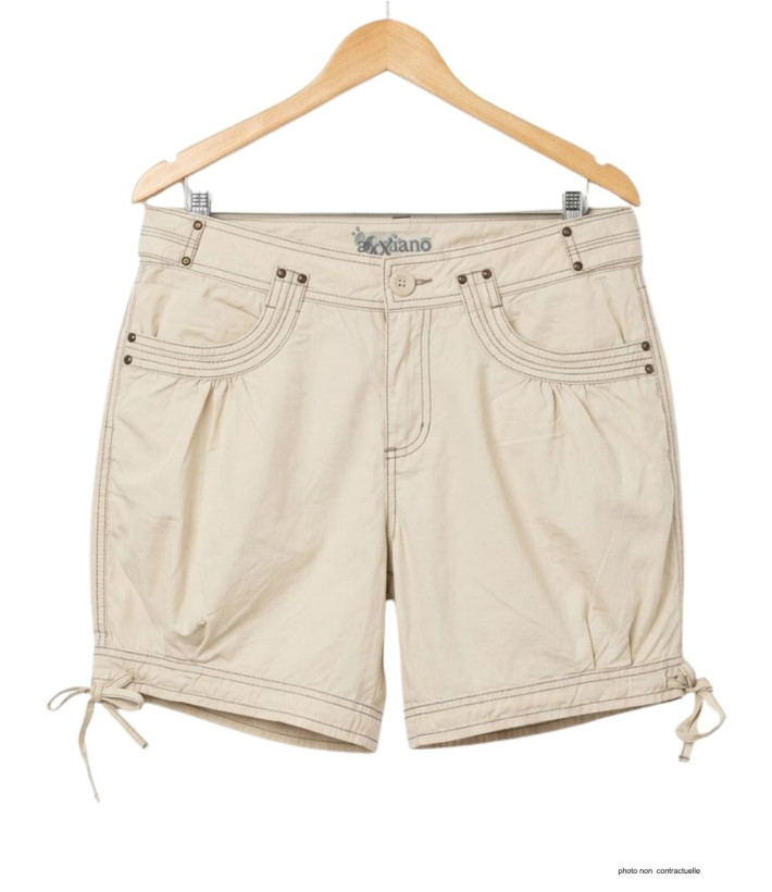 AXXANO AE1162S : Short Femme Beige Sable 100% Coton