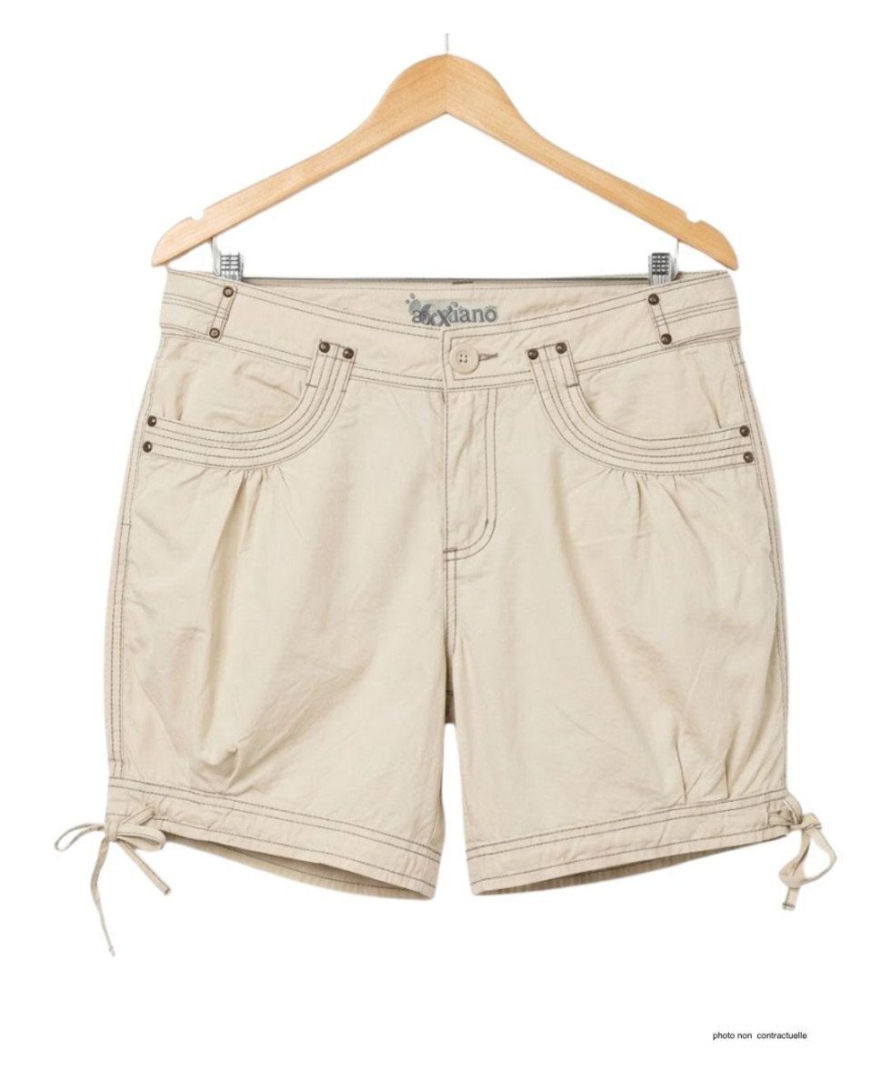 AXXANO AE1162S : Short Femme Beige Sable 100% Coton