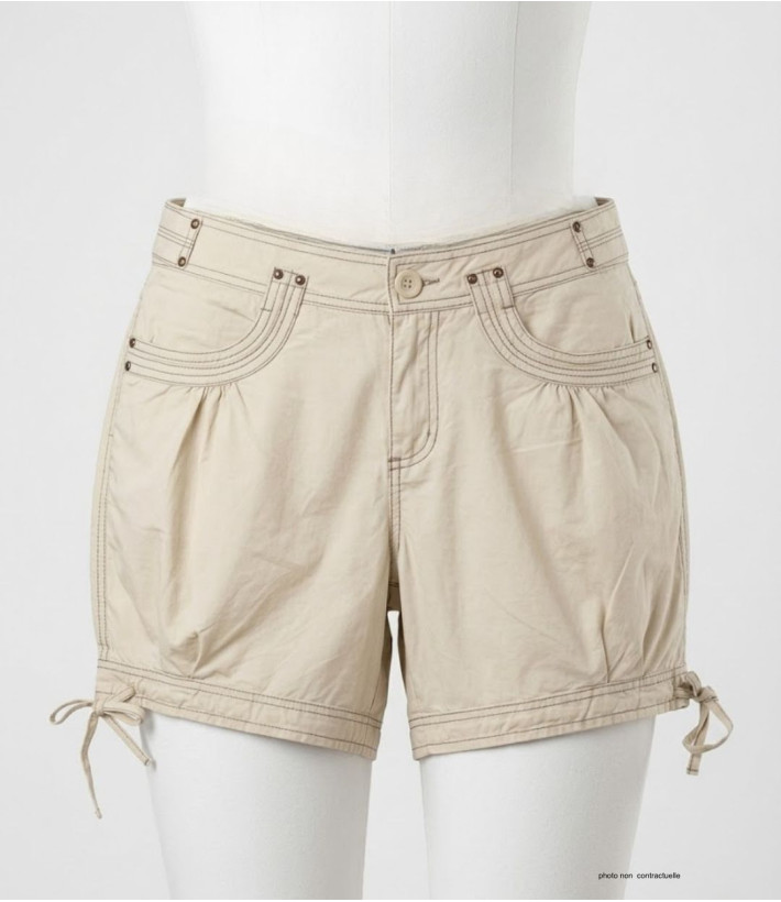 AXXANO AE1162S : Short Femme Beige Sable 100% Coton