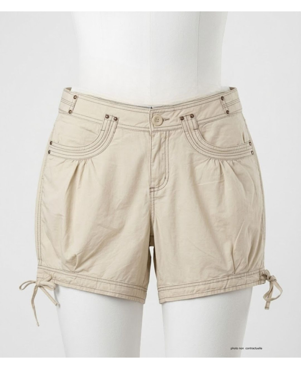 AXXANO AE1162S : Short Femme Beige Sable 100% Coton