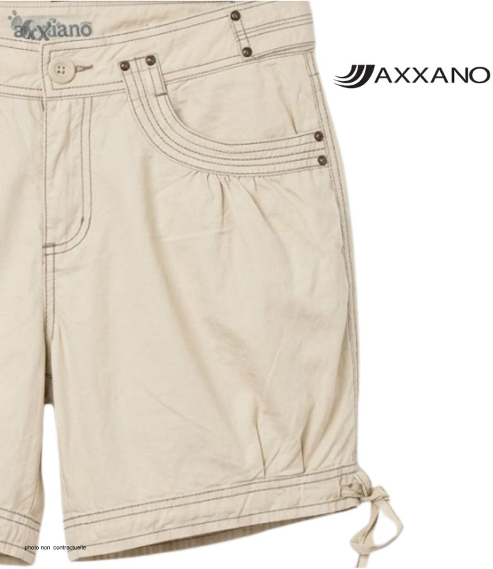 AXXANO AE1162S : Short Femme Beige Sable 100% Coton
