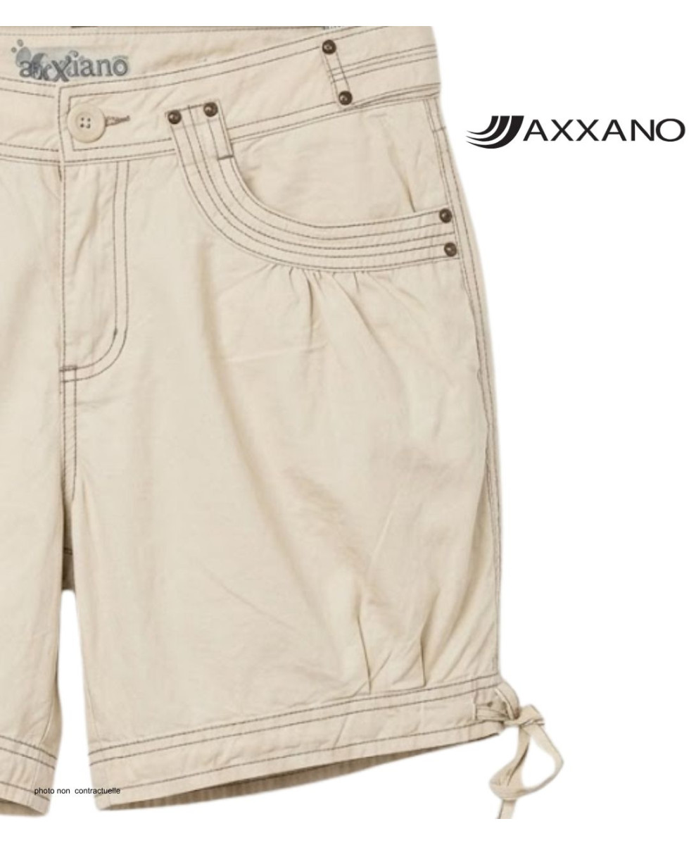 AXXANO AE1162S : Short Femme Beige Sable 100% Coton