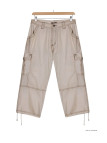 AXXANO AE1271B : Pantacourt Femme Rayé Blanc et Beige